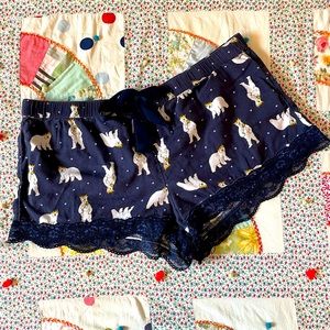 Aerie Polar Bear Sleep Shorts with Lace Trim